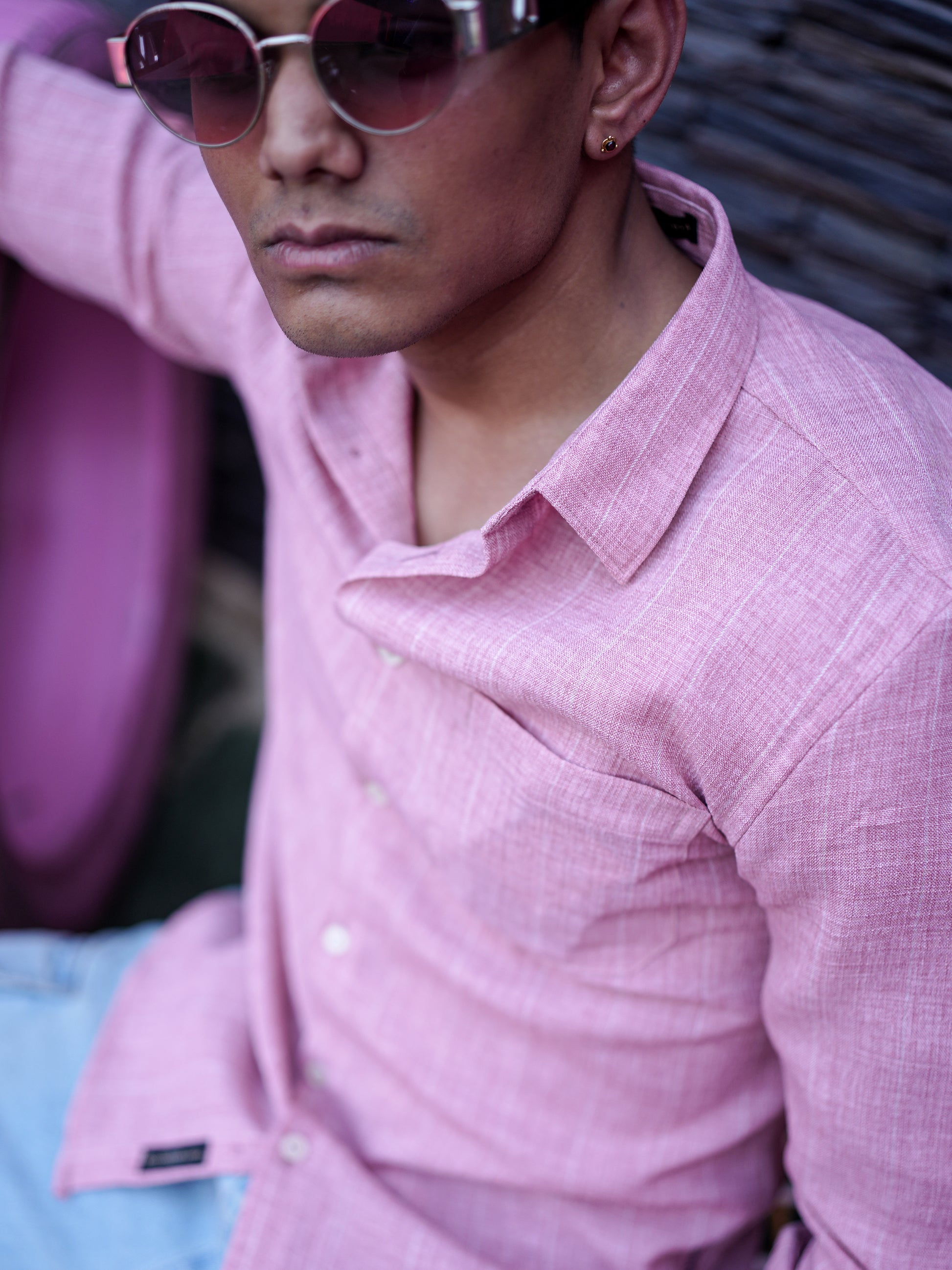 Textured Pink Shirt for Men