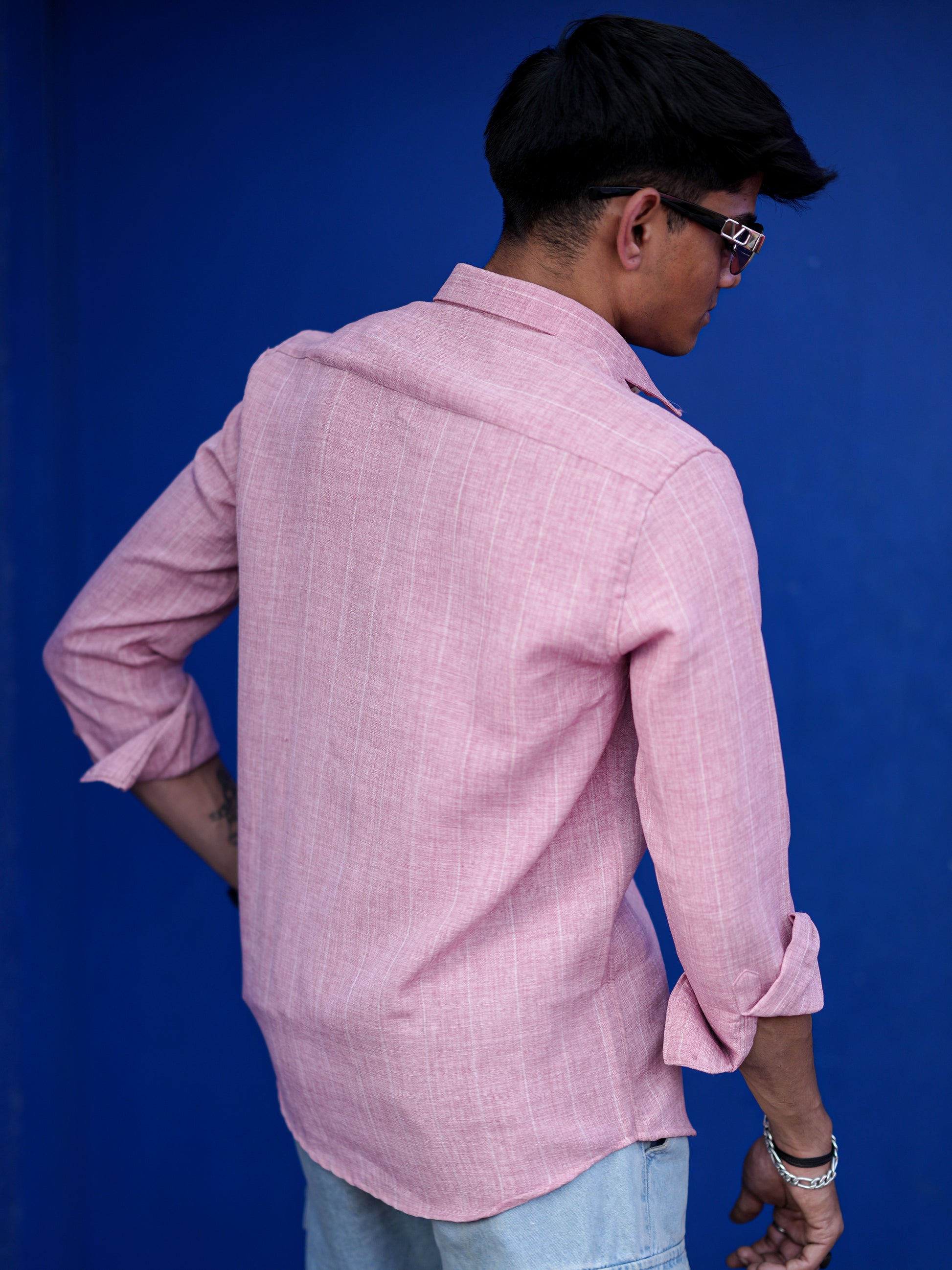 Textured Pink Shirt for Men