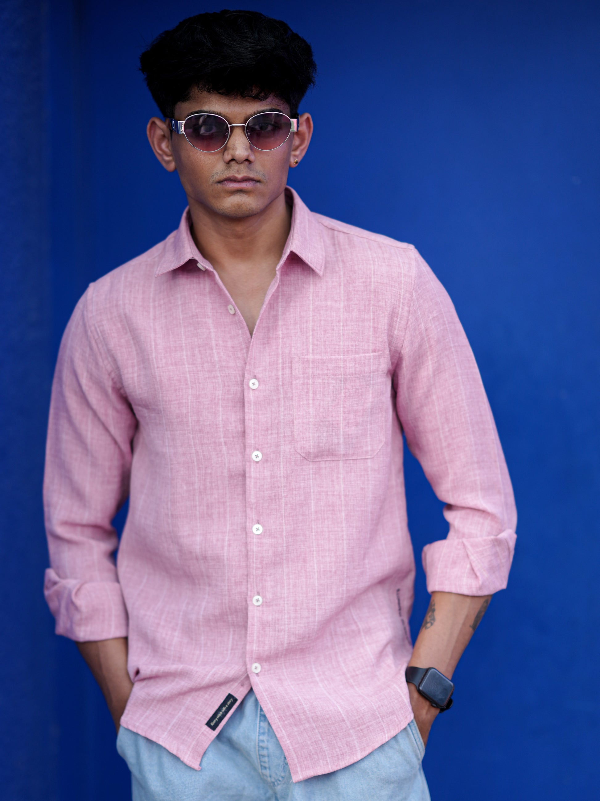 Textured Pink Shirt for Men