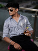 Oslo Light Grey Printed solid shirt