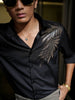 Oslo Black Printed solid shirt