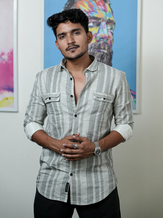 Mild Grey Stripe Shirt for Men