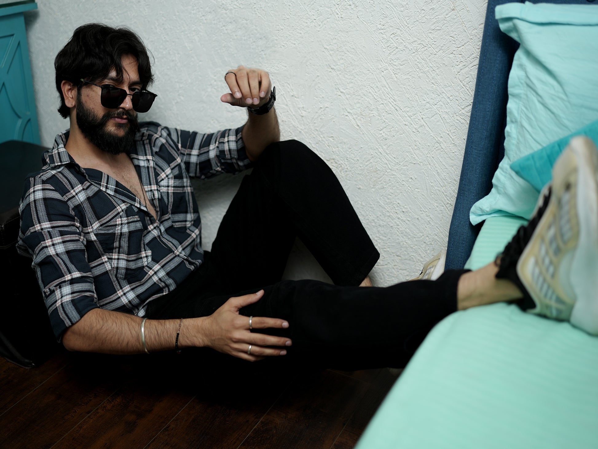 Dark Black and White Check Shirt for Men