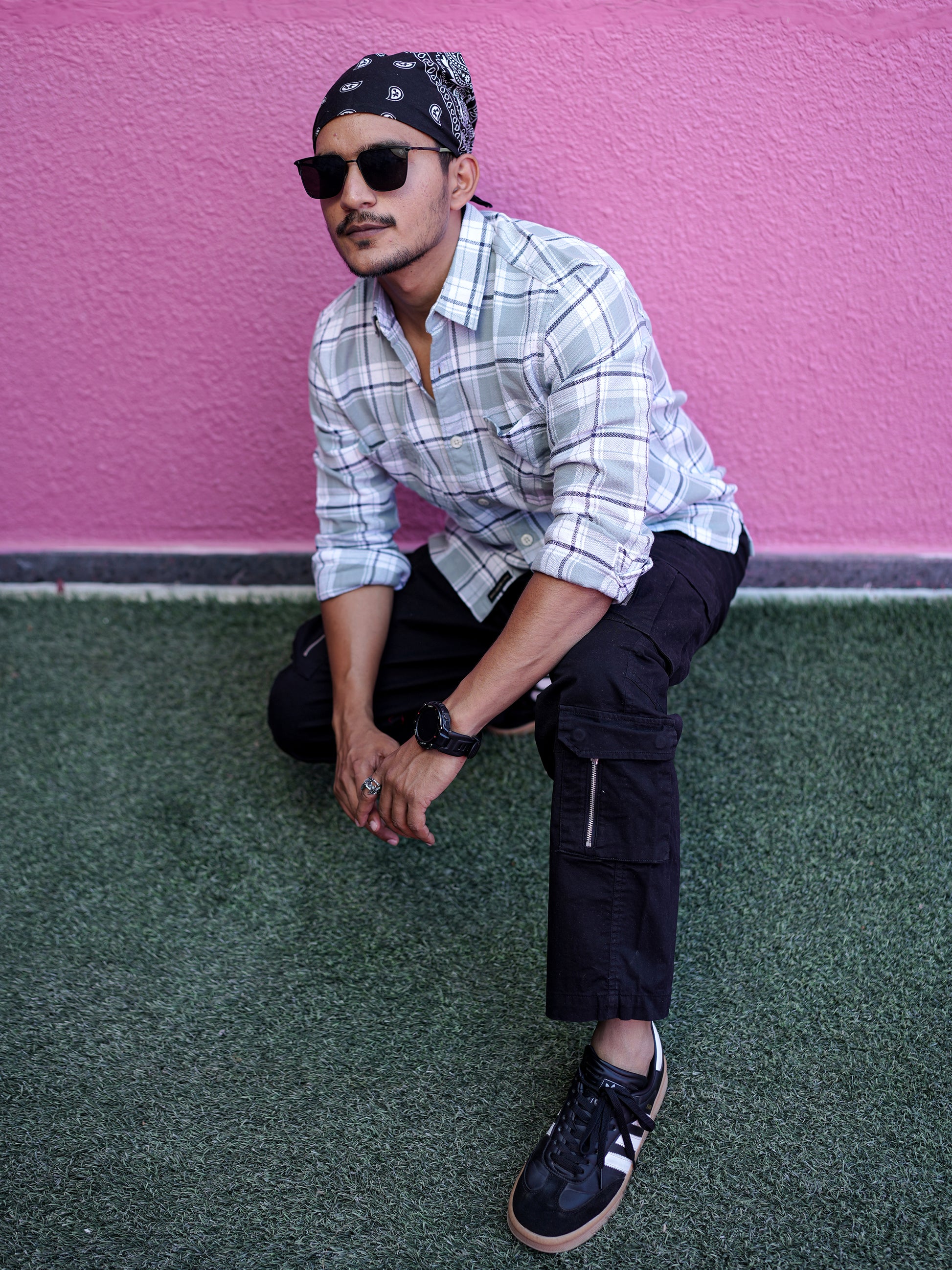 Check Blue & Grey Shirt for Men