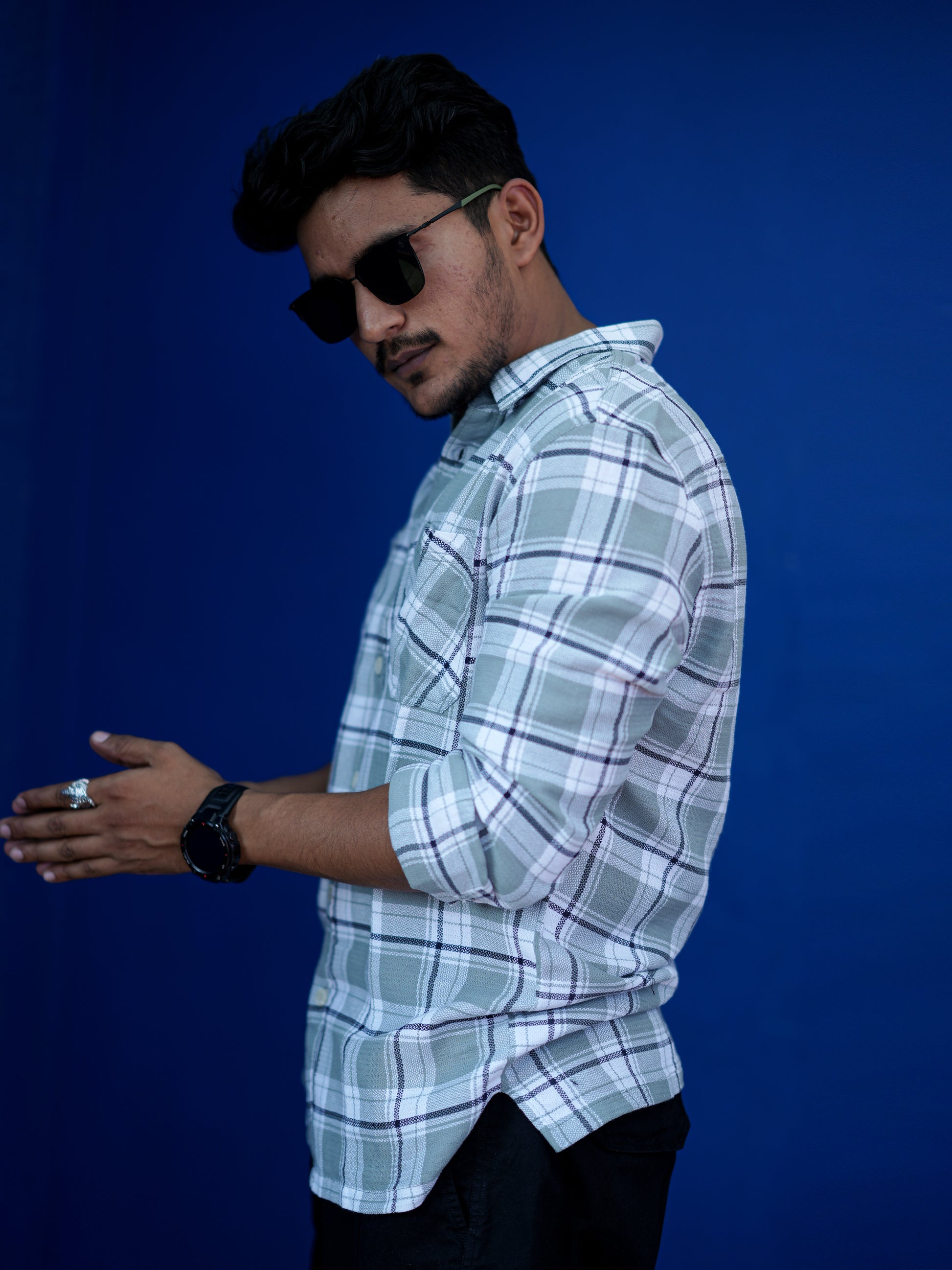 Check Blue & Grey Shirt for Men