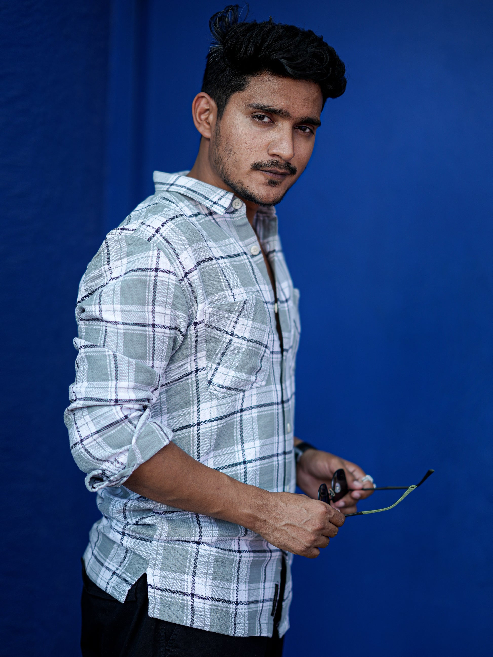 Check Blue & Grey Shirt for Men