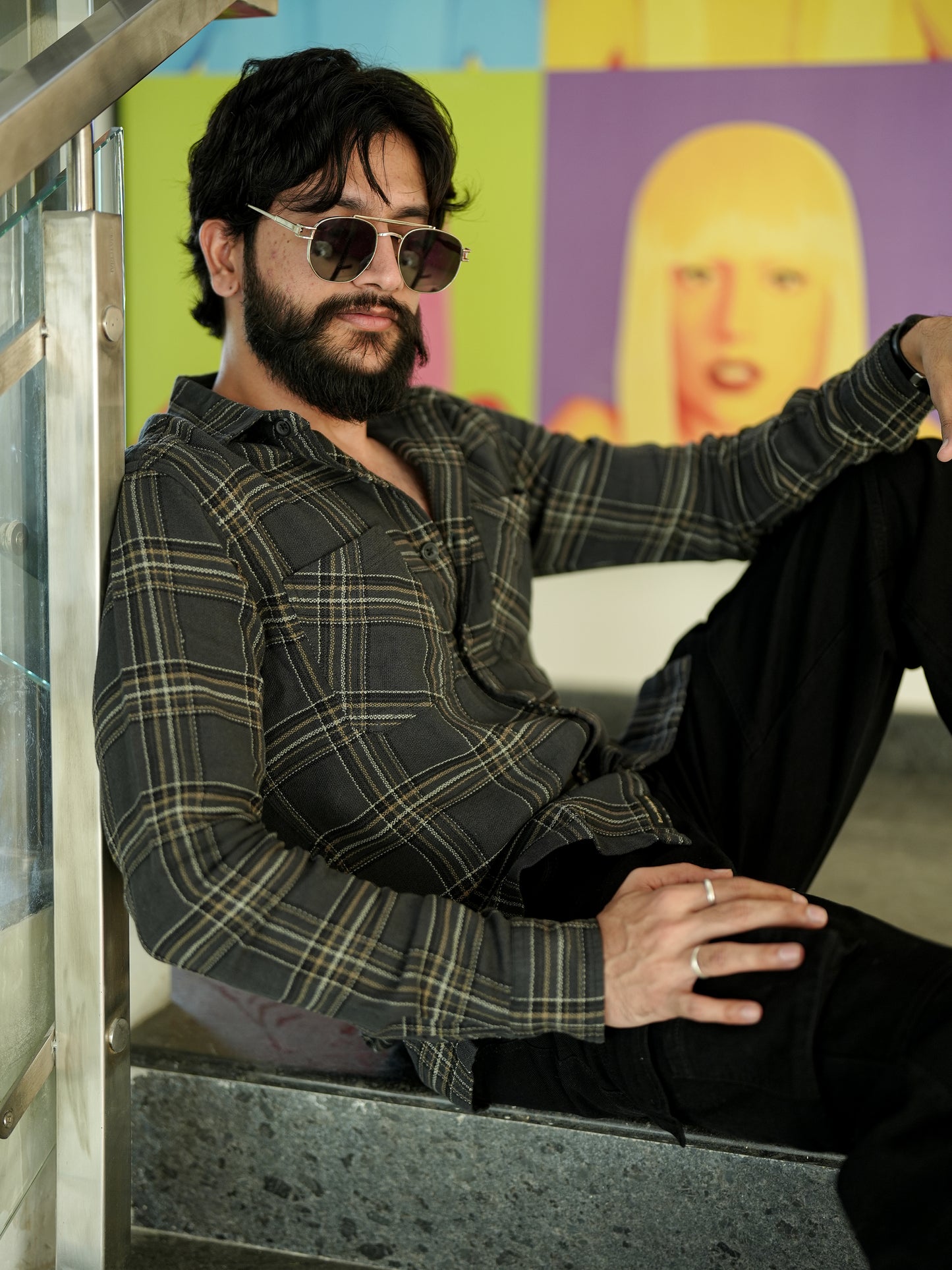 Green Check Shirt for Men