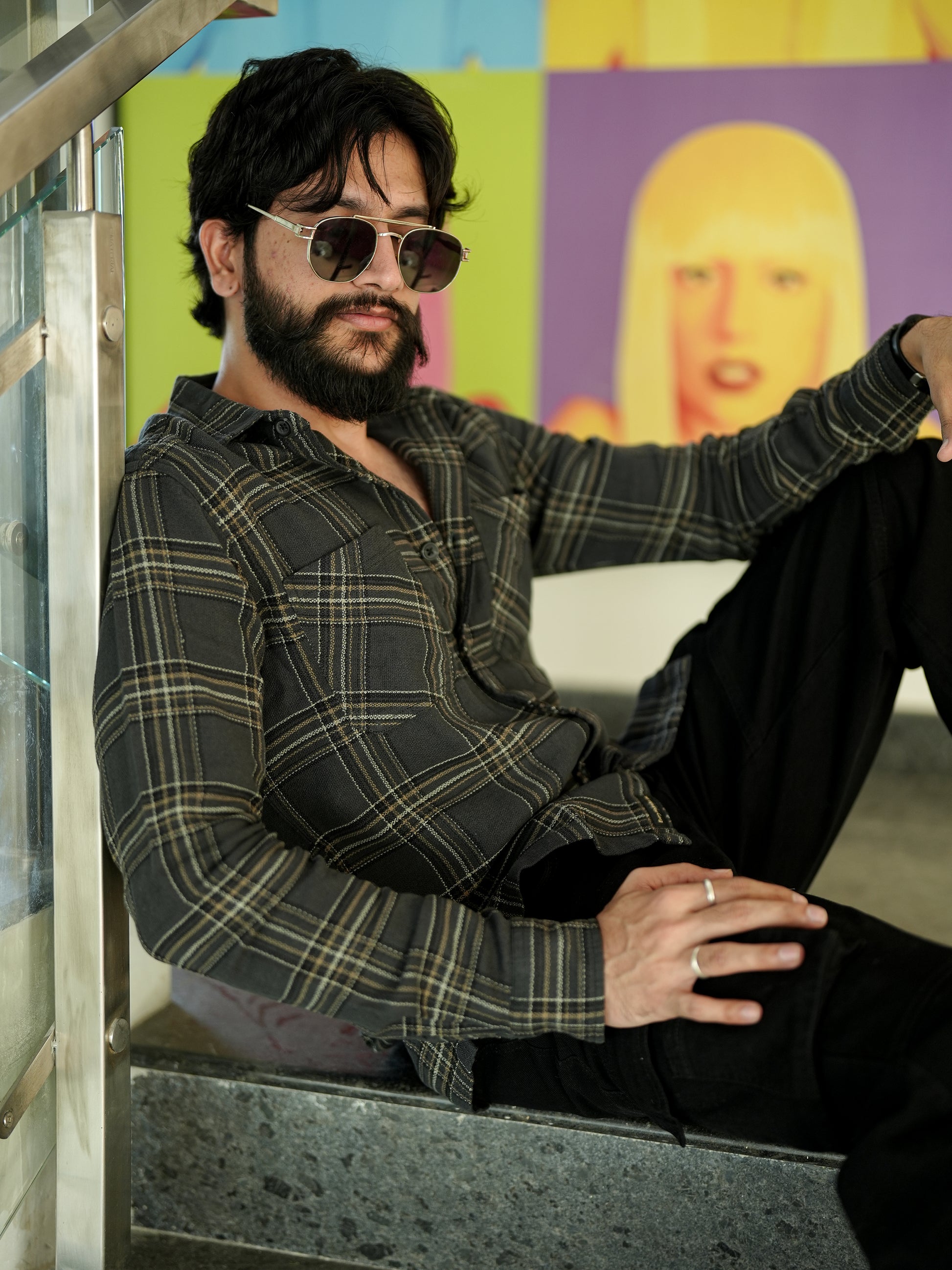 Green Check Shirt for Men