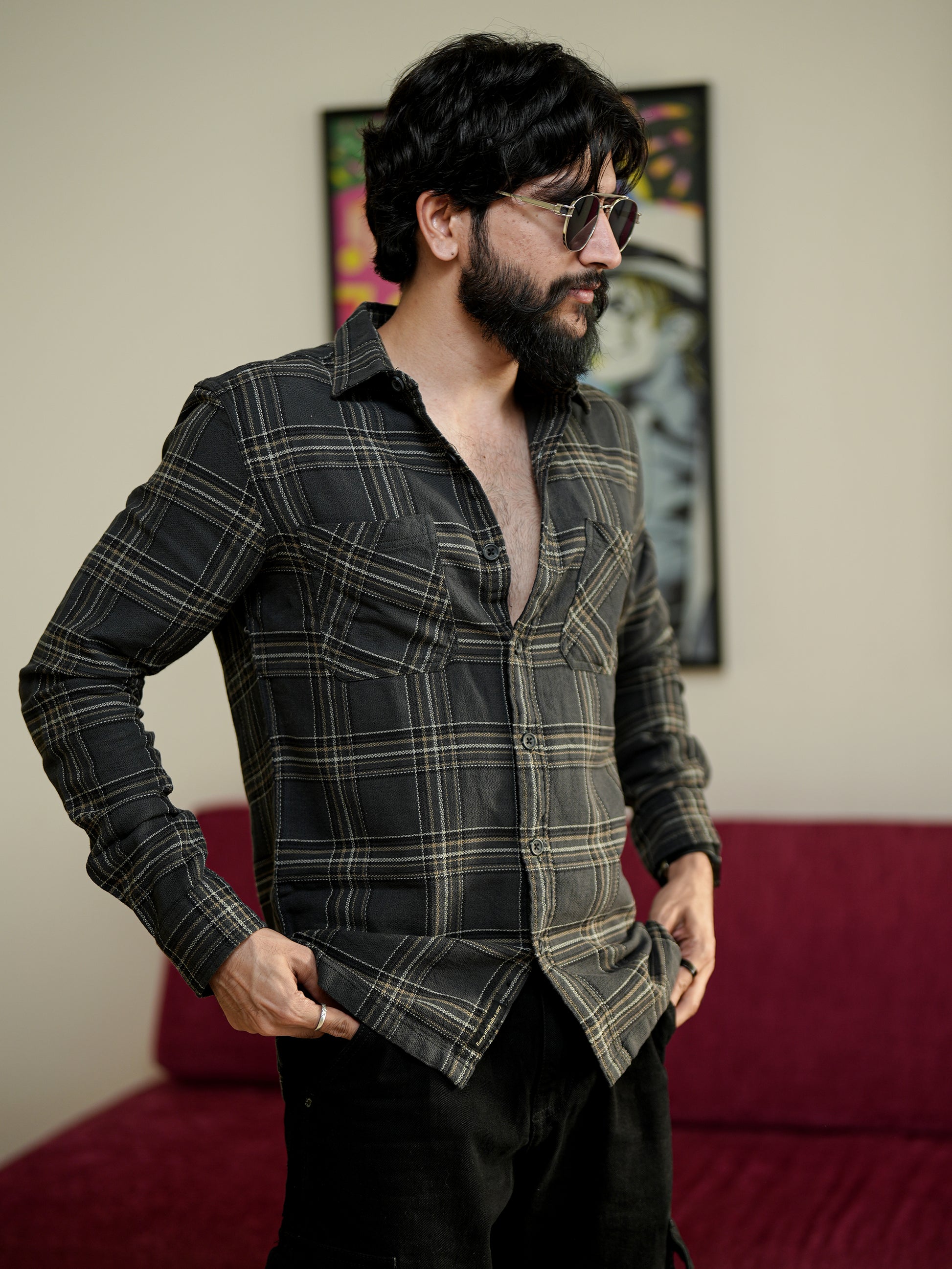 Green Check Shirt for Men