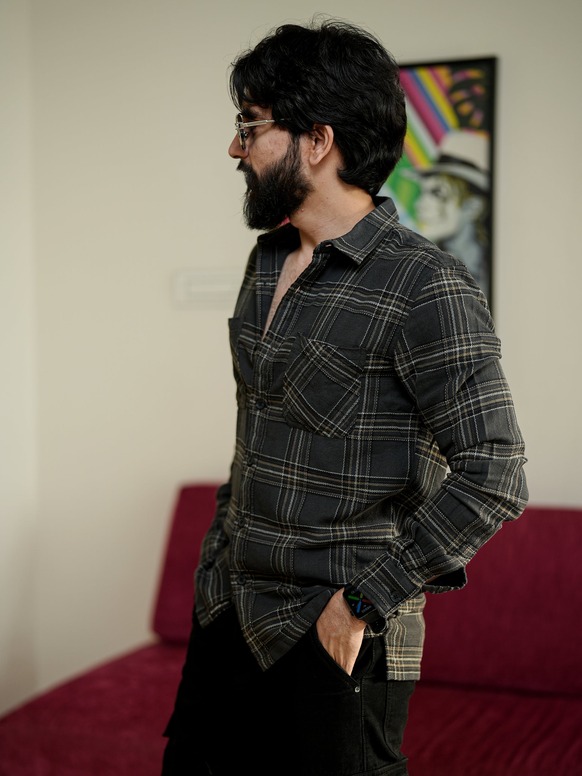 Green Check Shirt for Men