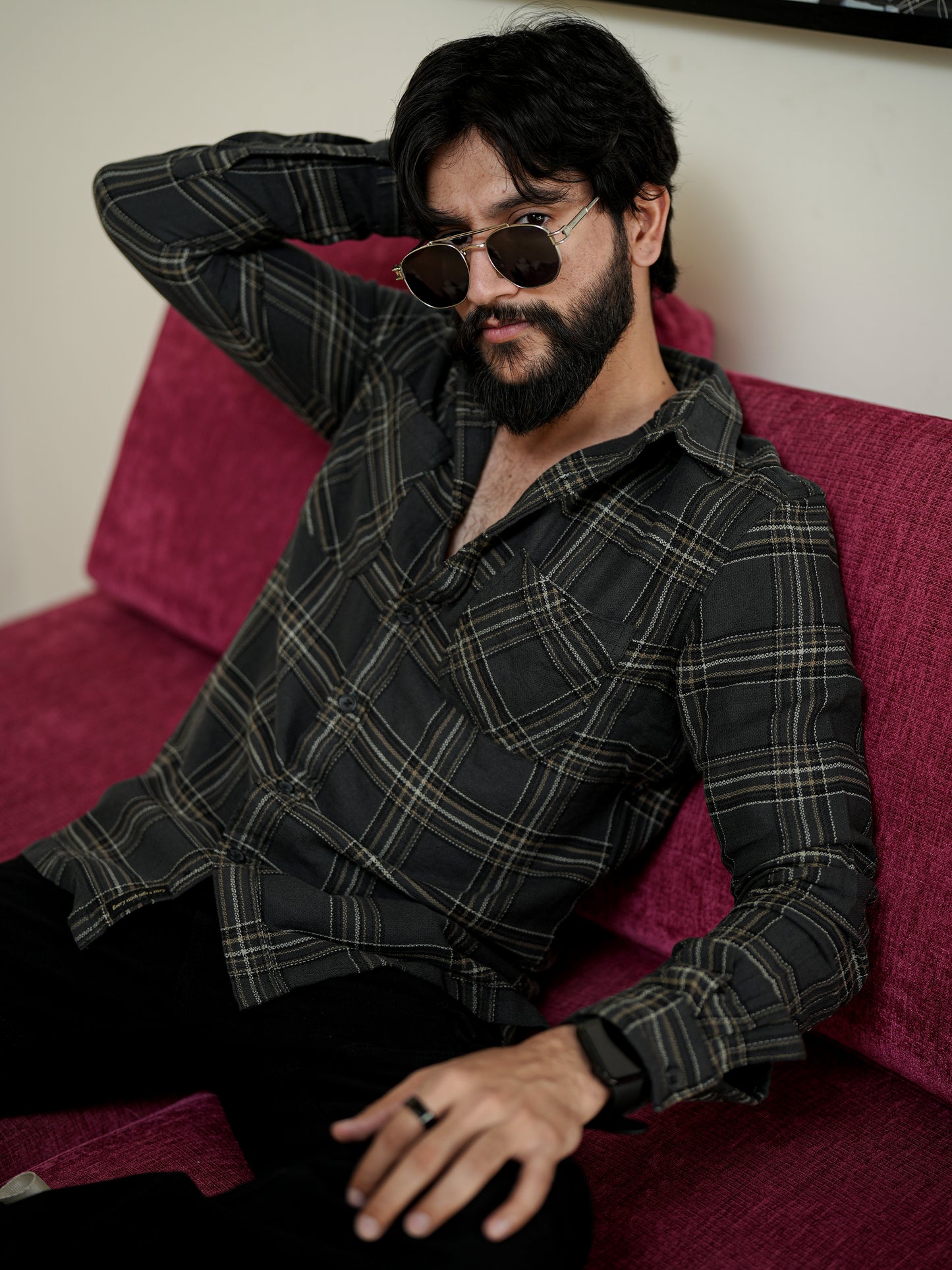 Green Check Shirt for Men