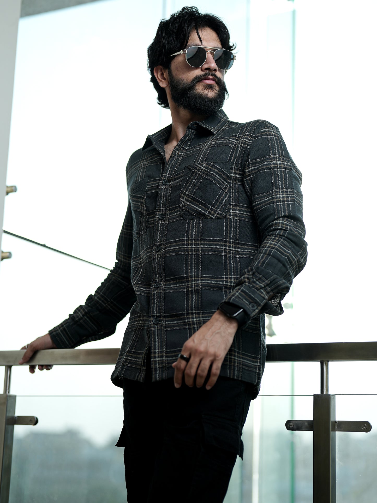 Green Check Shirt for Men