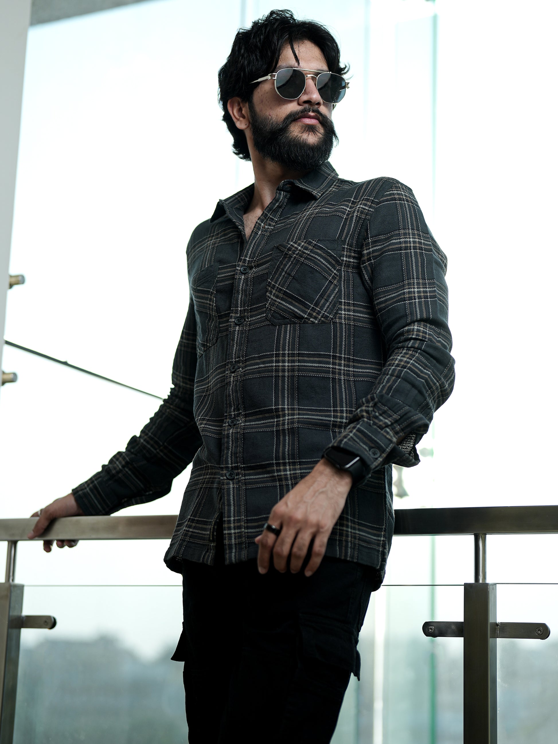 Green Check Shirt for Men