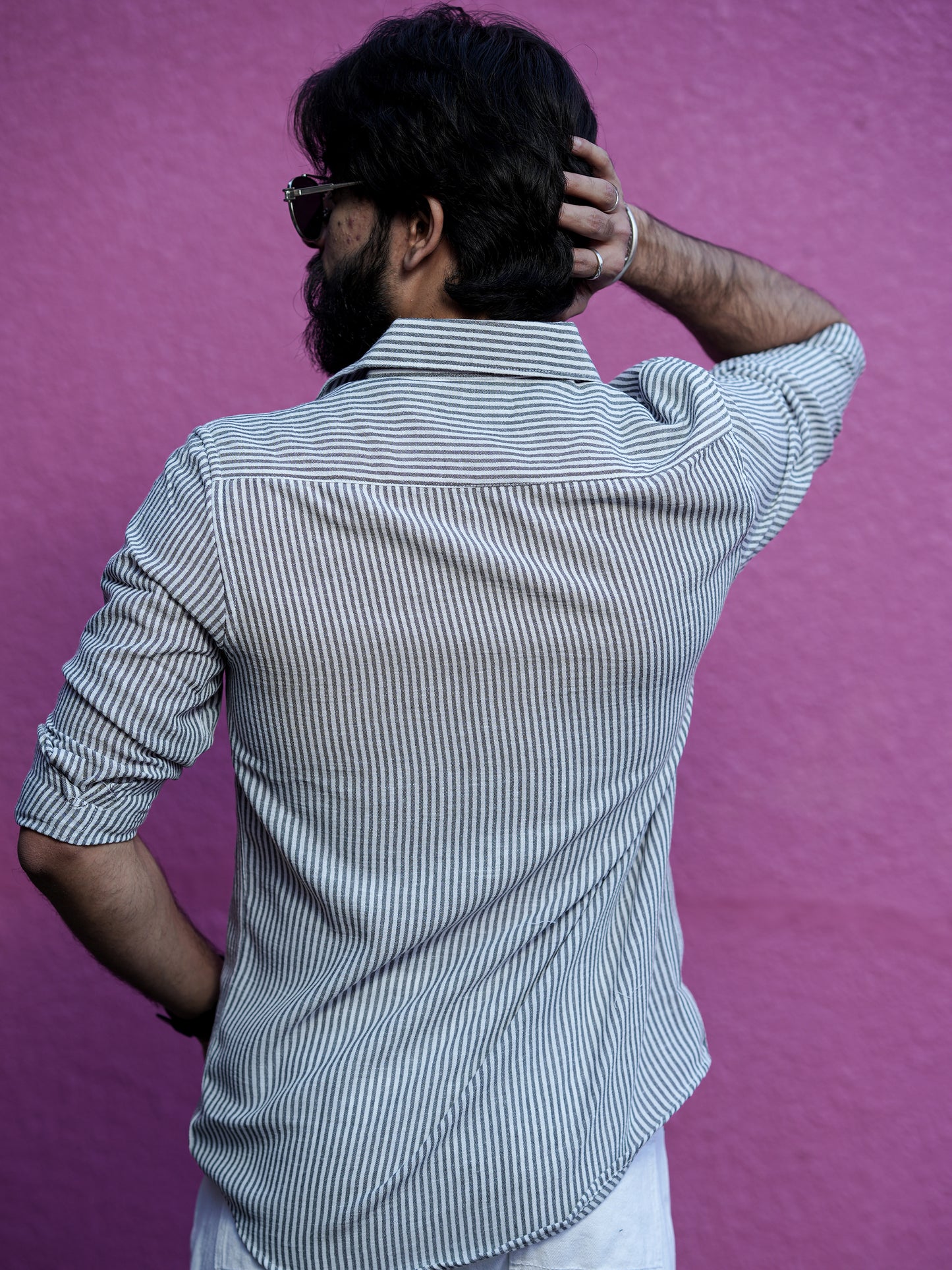 Textured Light Pink Solid Shirt for Men