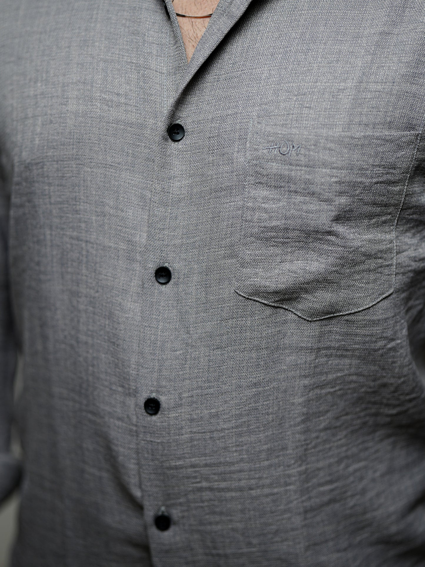 Solid Stone Texture Grey Shirt for Men
