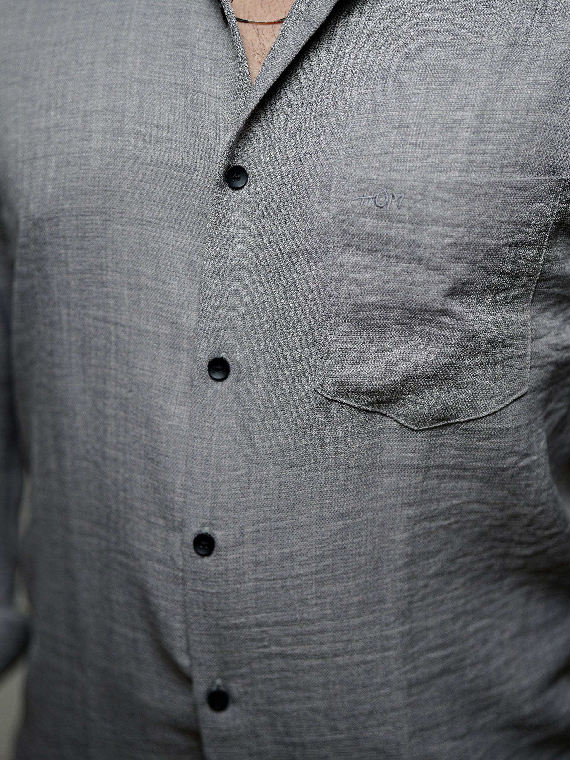 Solid Stone Texture Grey Shirt for Men