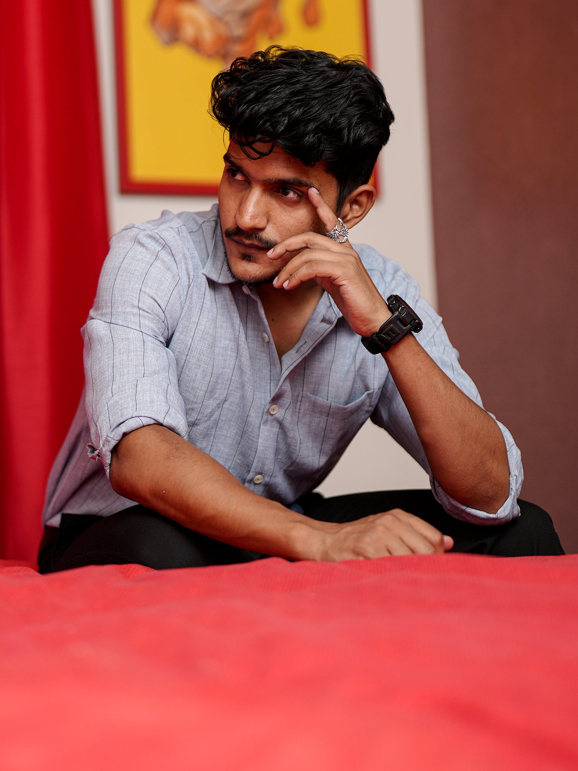 Grey Stripe Shirt for Men