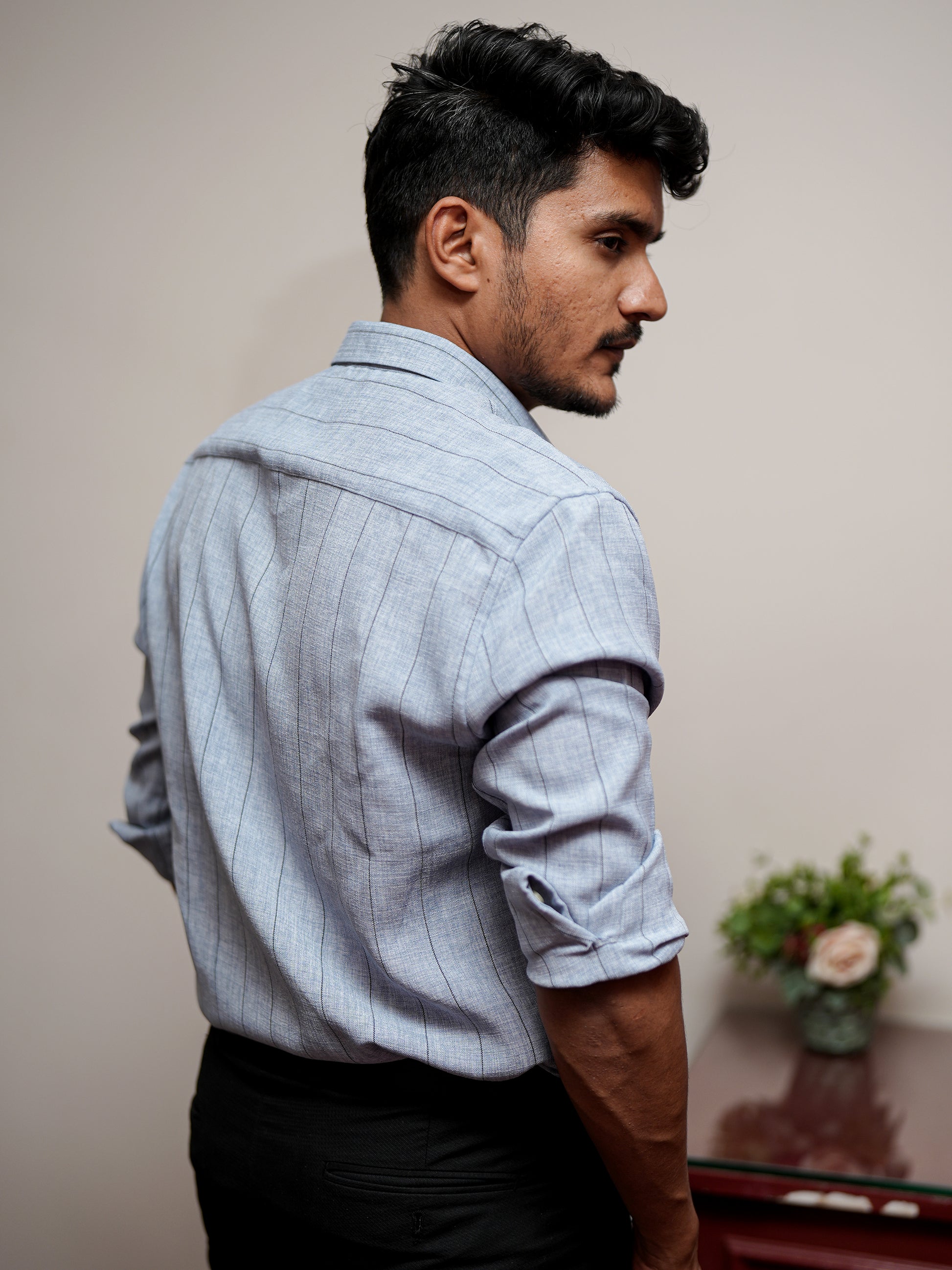 Grey Stripe Shirt for Men
