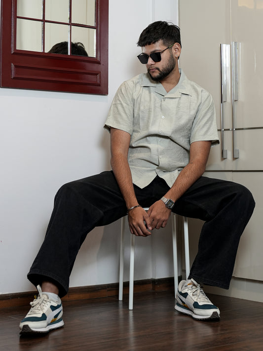 Textured Green Solid Shirt for Men