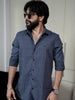 Dubai D Grey Textured Solid Shirt