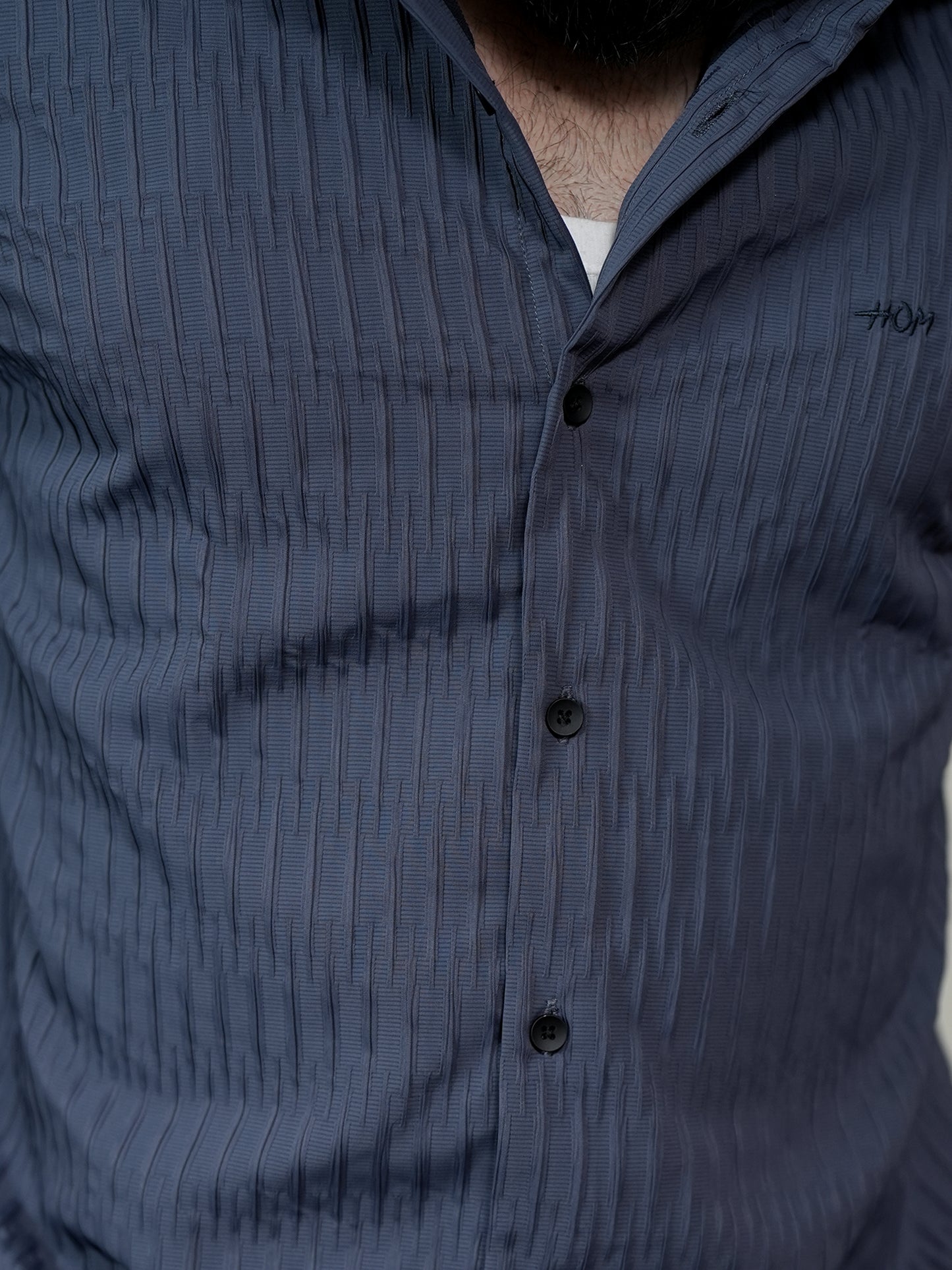 Grey Solid Textured Shirt for Men