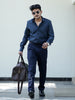 Dubai Navy Textured Solid Shirt