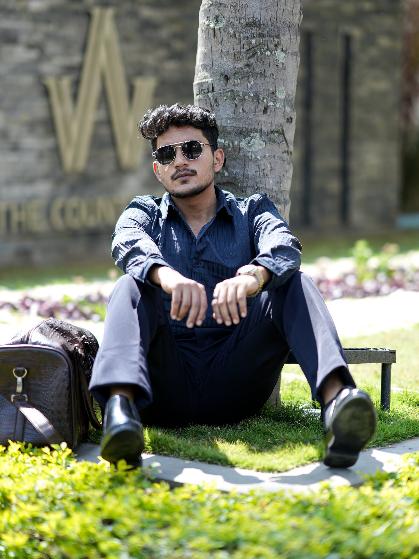 Dubai Textured Blue Solid Shirt for Men