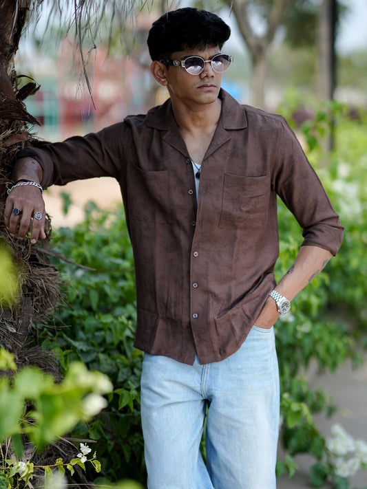 Coffee Texture Brown Solid Shirt for Men