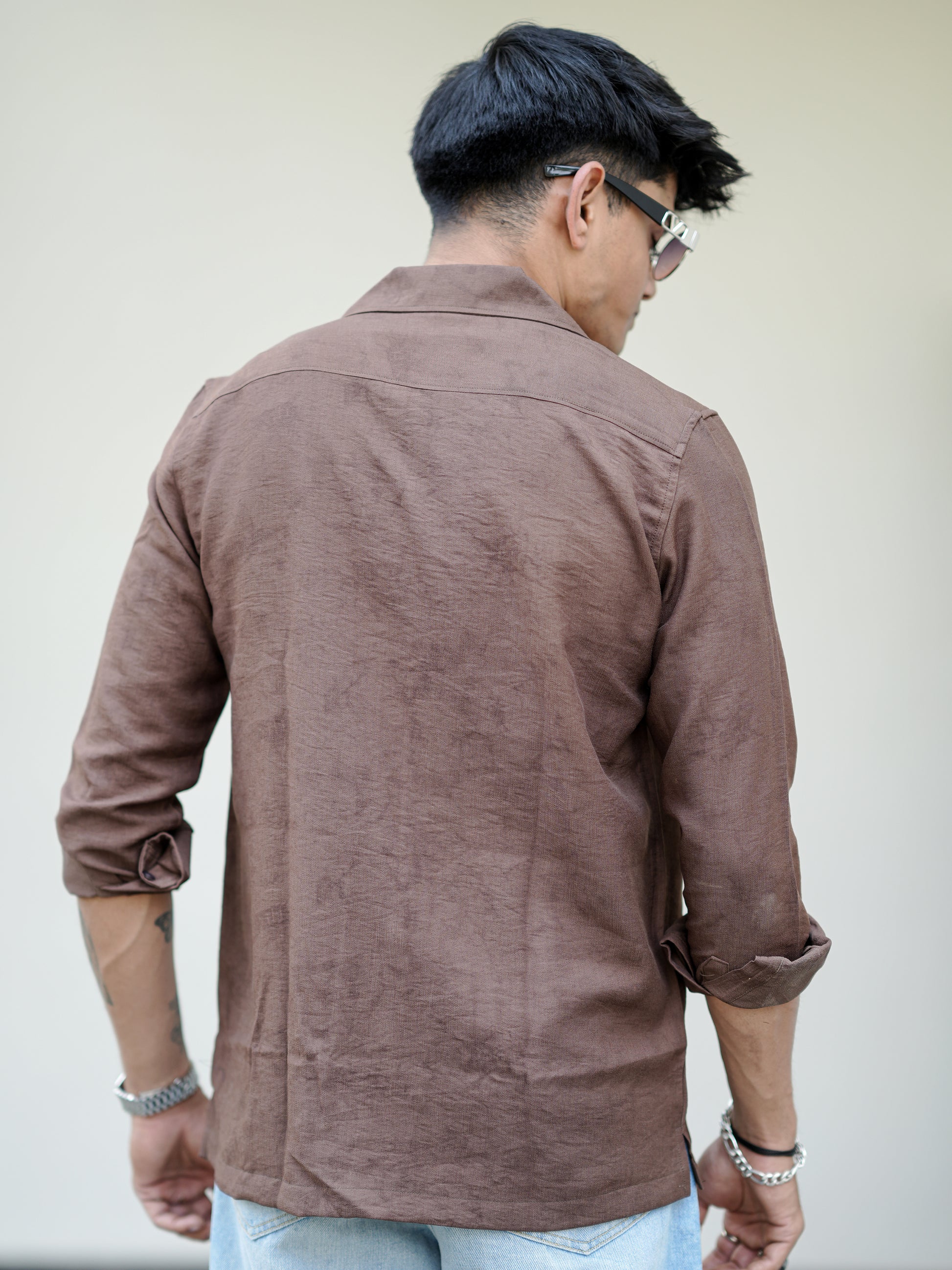 Coffee Texture Brown Solid Shirt for Men
