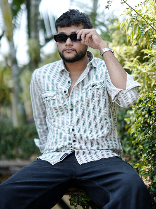 Estonia White Beige Stripe Shirt