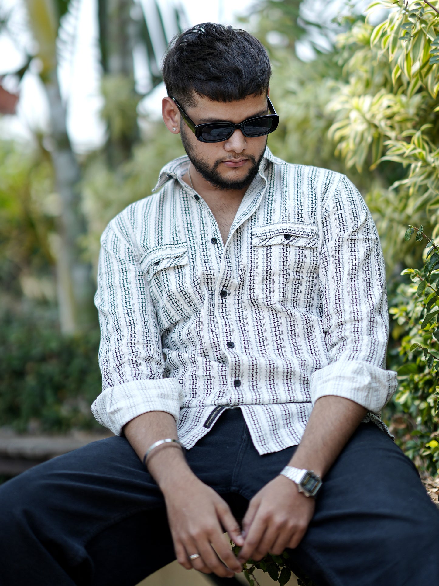 Estonia White Beige Stripe Shirt