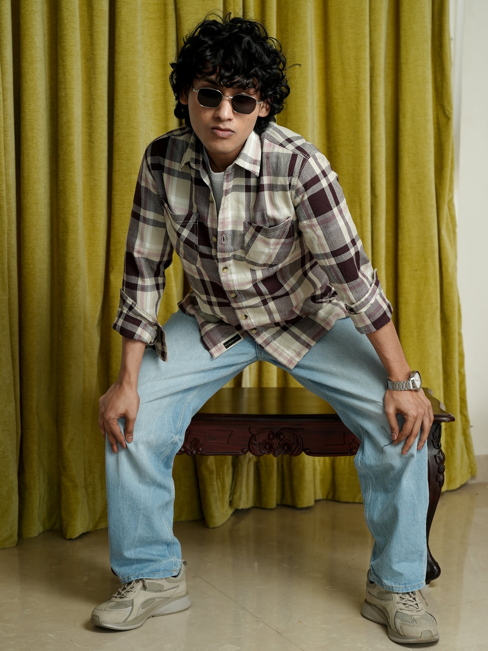 Brown Check Shirt for Men