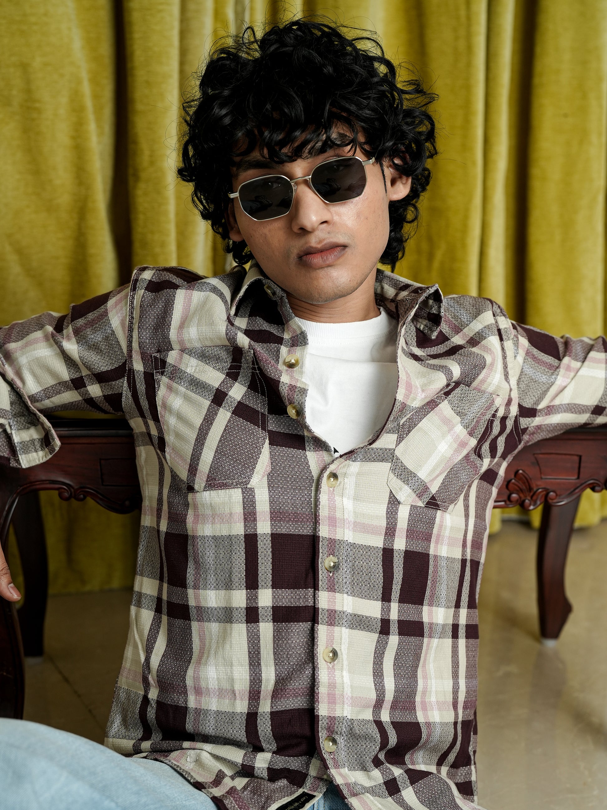 Brown Check Shirt for Men