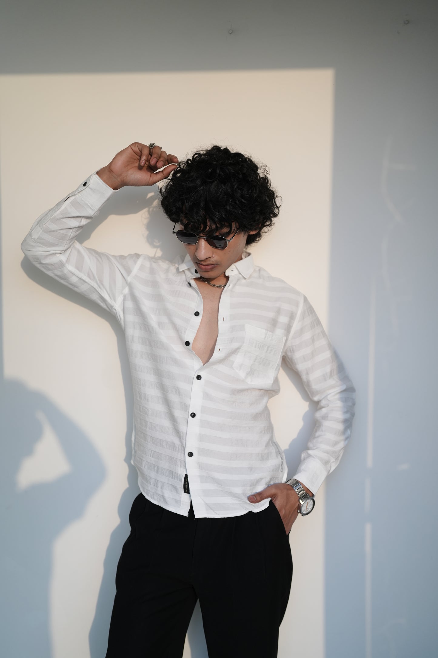Daegu White Solid Shirt