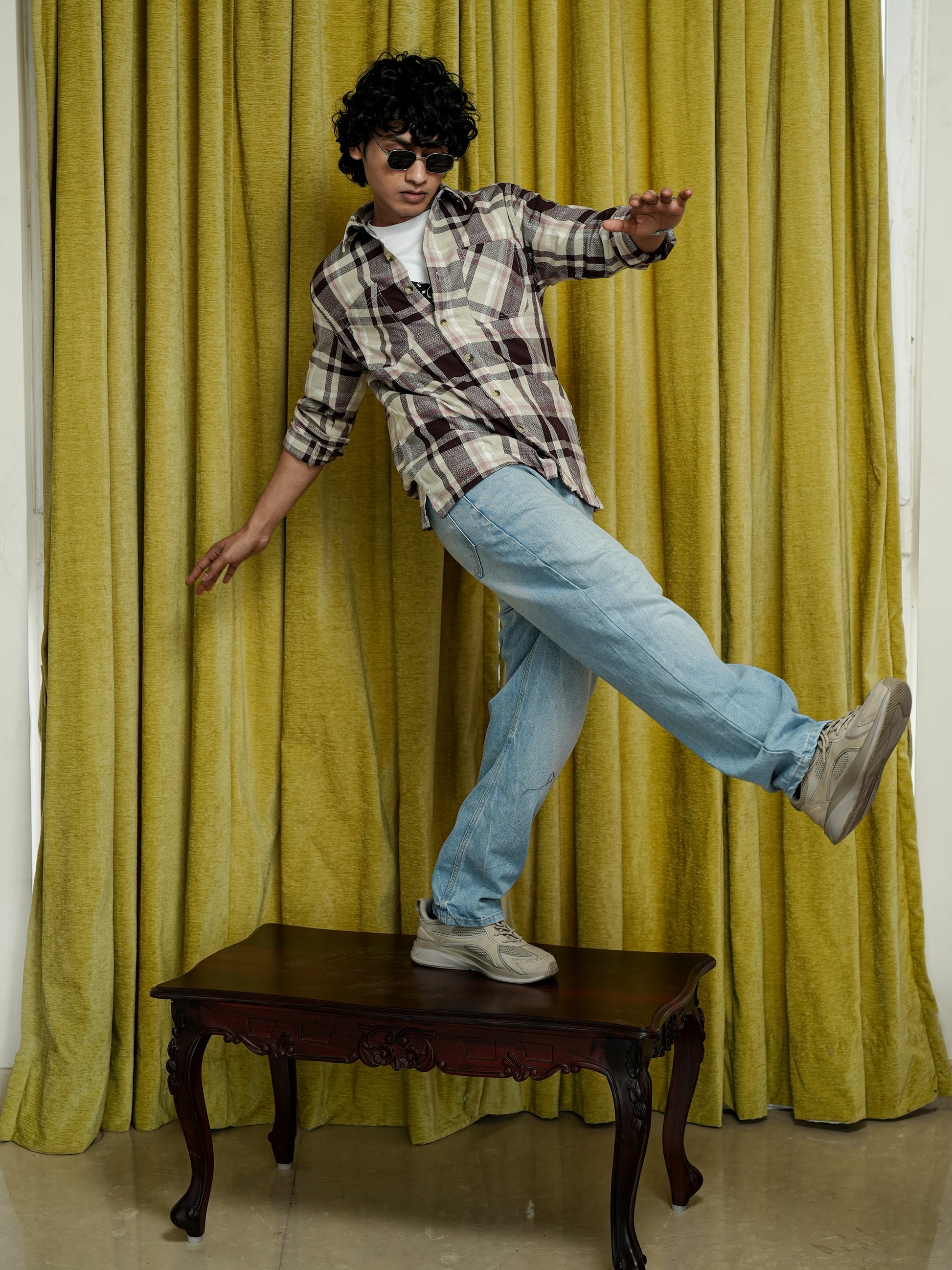 Brown Check Shirt for Men