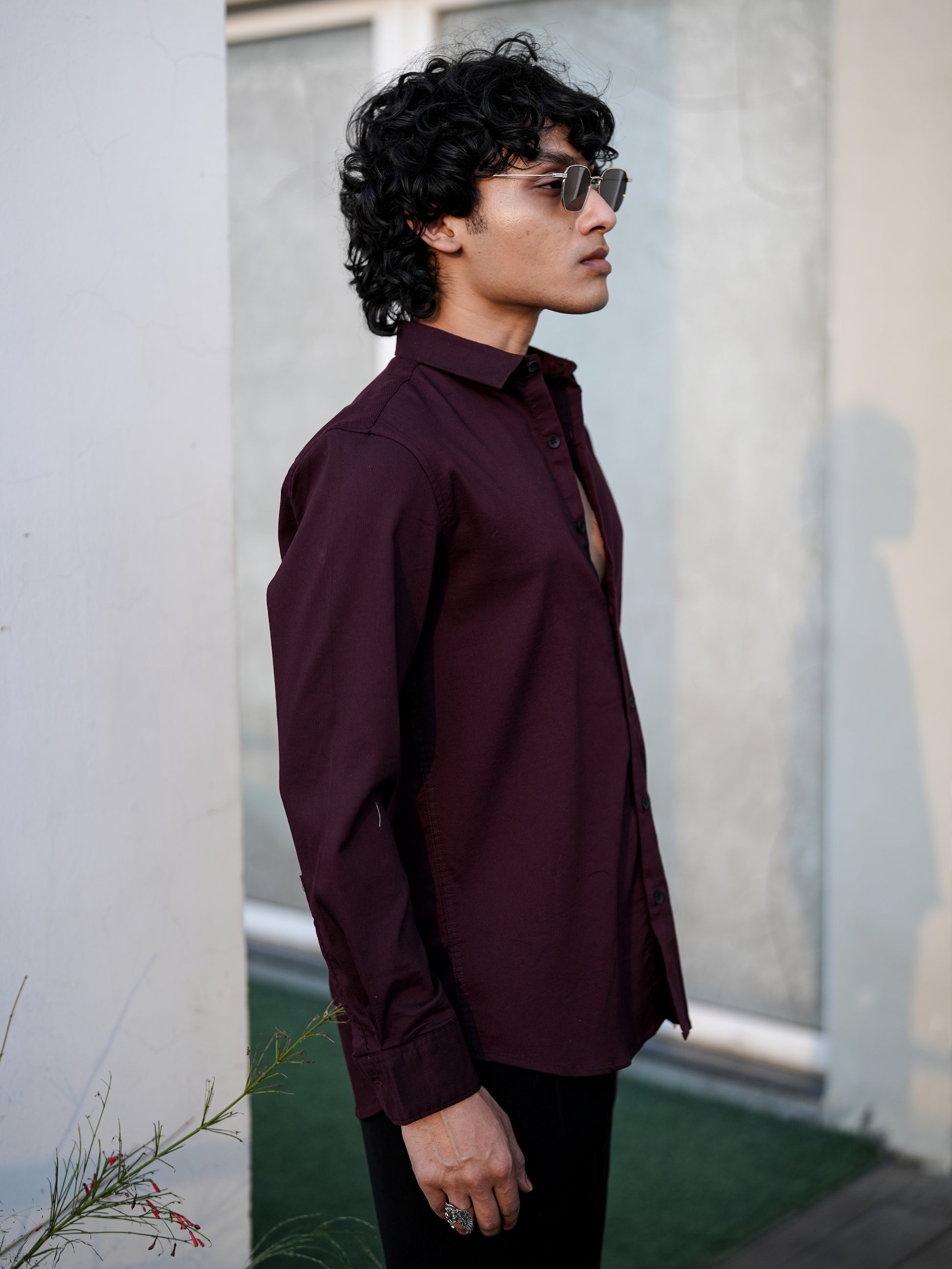 Hardford Wine Red Shirt for Men