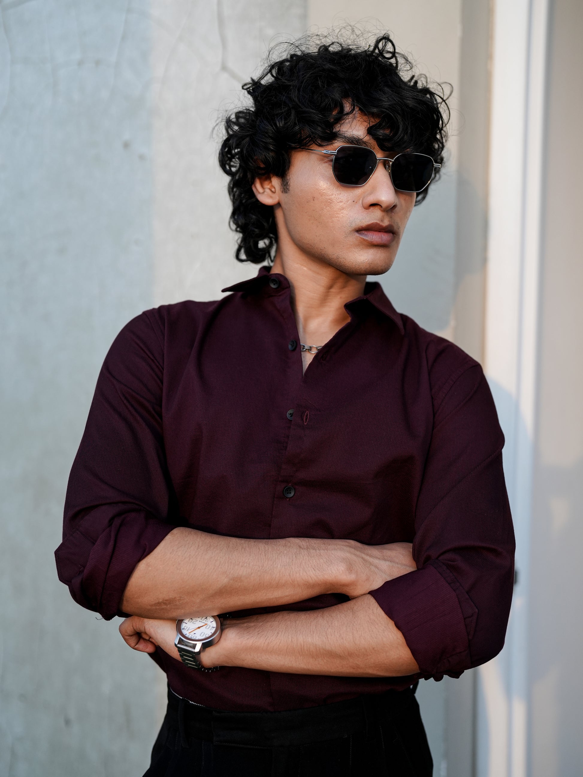 Hardford Wine Red Shirt for Men