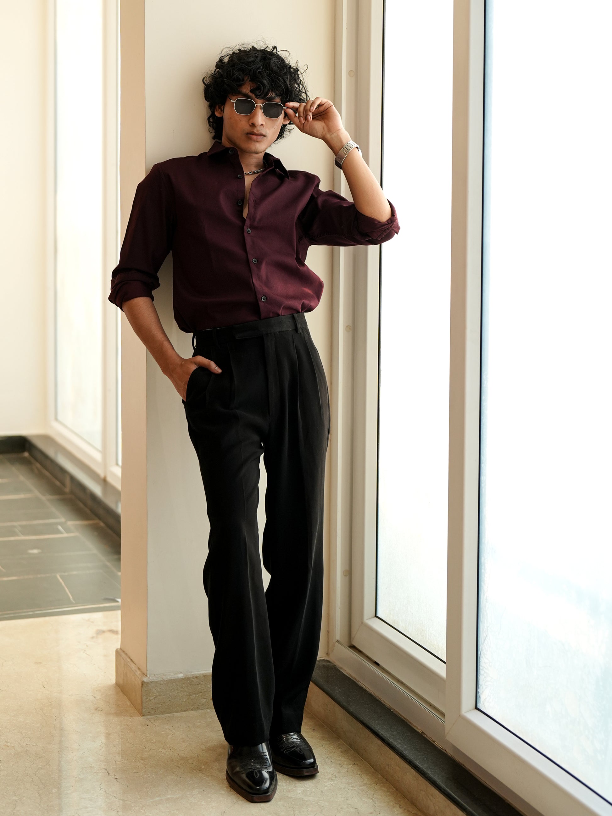 Hardford Wine Red Shirt for Men