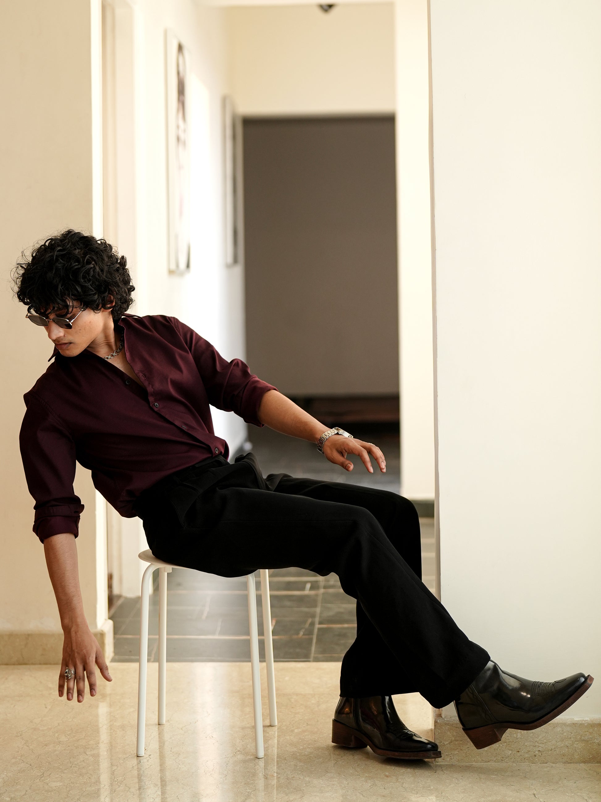 Hardford Wine Red Shirt for Men