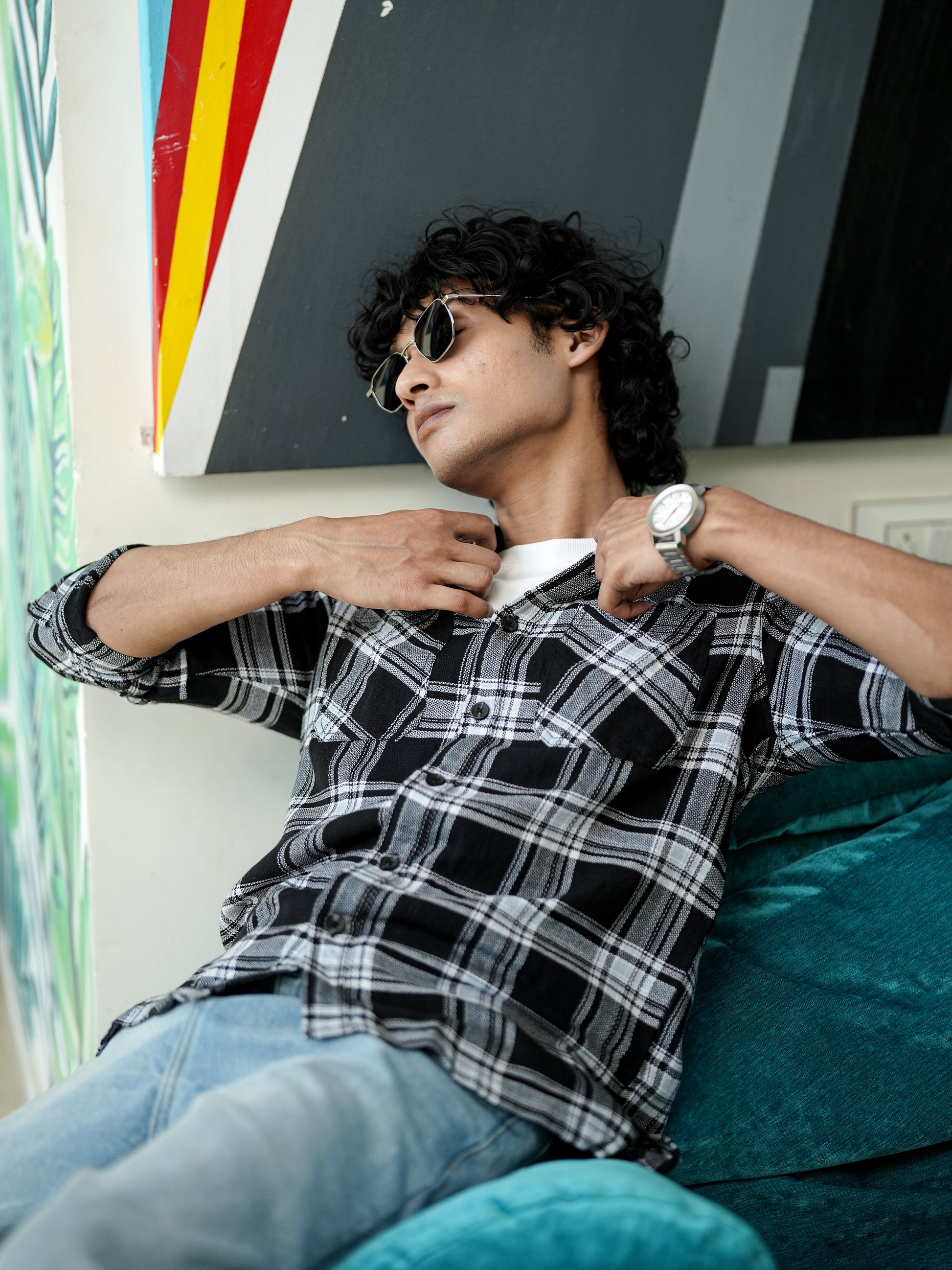Black & White Check Shirt for Men