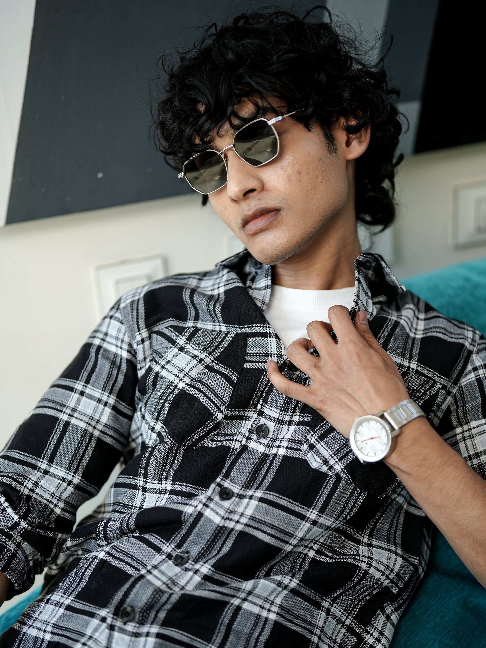 Black & White Check Shirt for Men