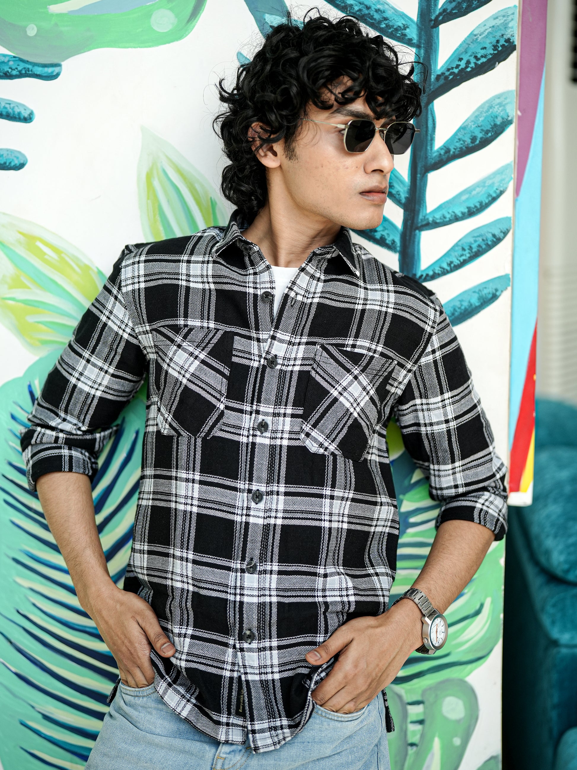 Black & White Check Shirt for Men
