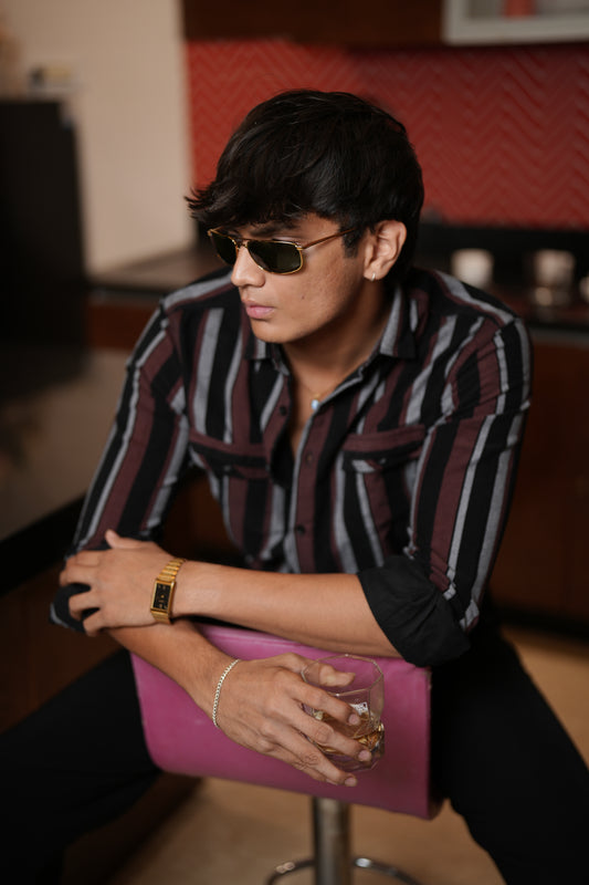 Iceland Striped brick red and black Shirt