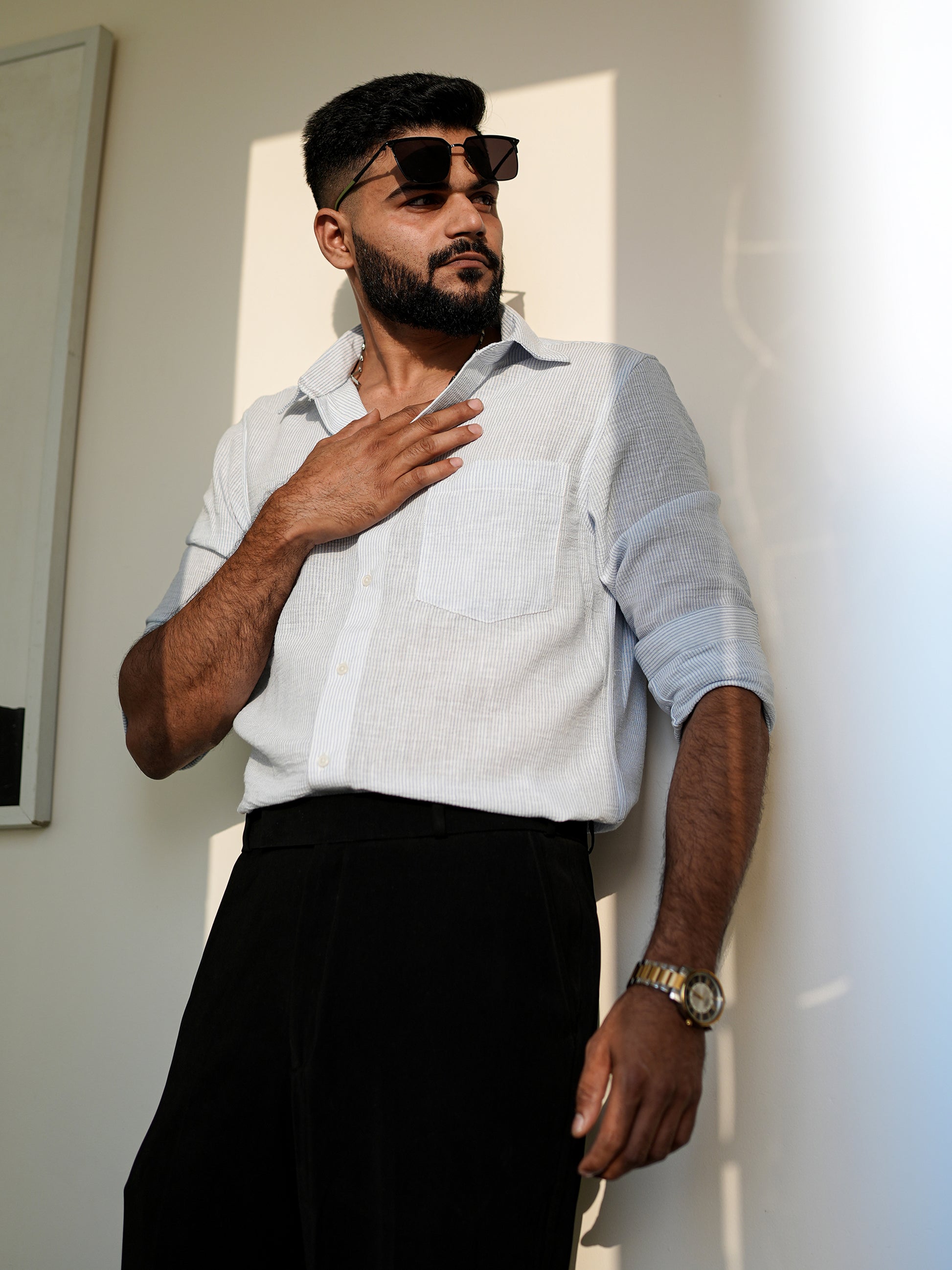 Powder Textured Solid Shirt for Men