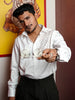 Oslo White Printed solid shirt