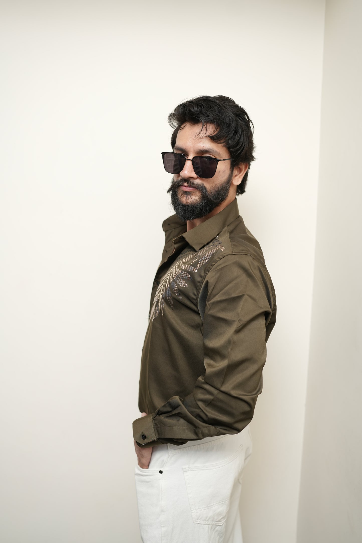 Oslo Olive Printed shirt