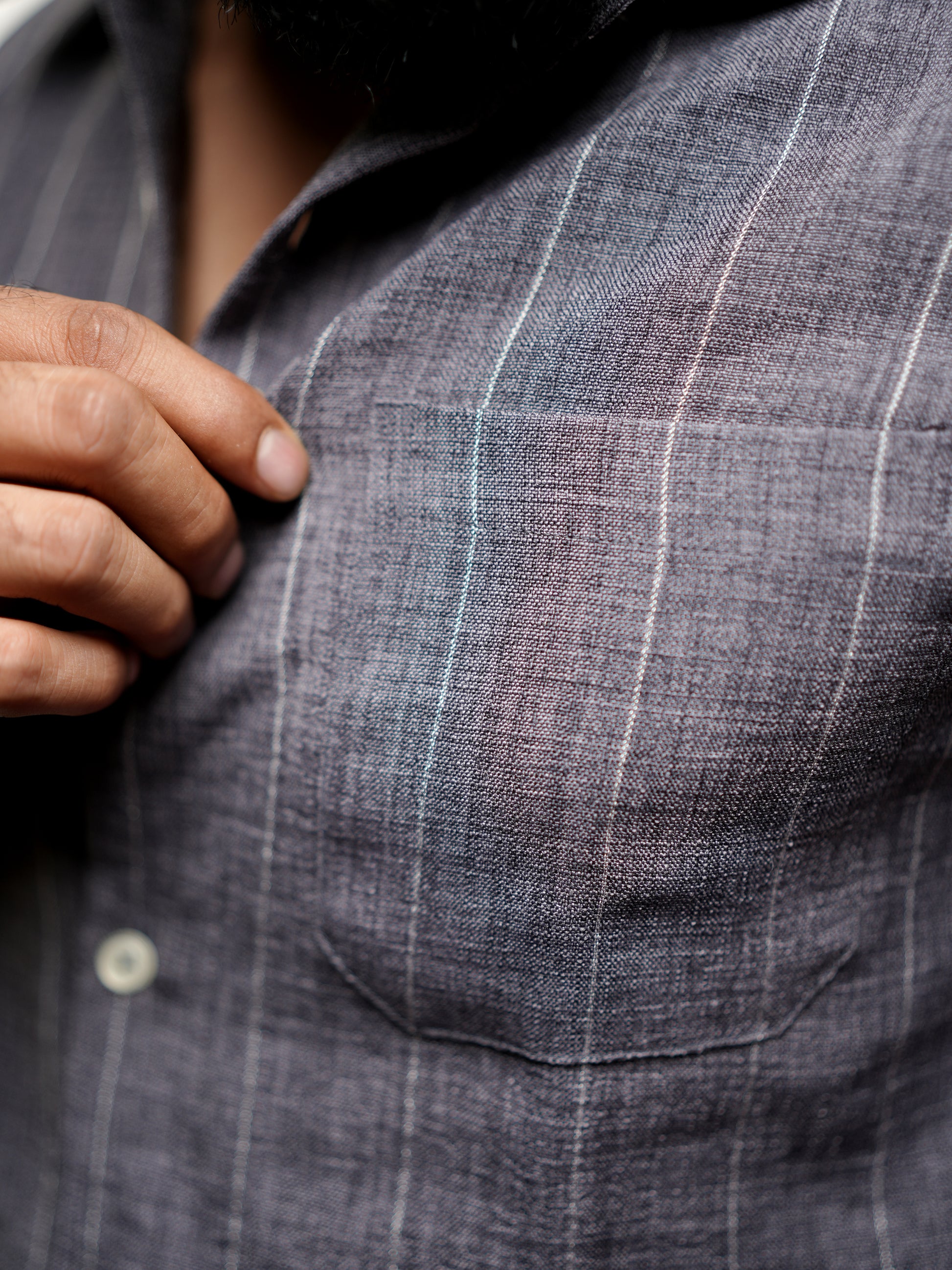 Grey Striped Shirt for Men