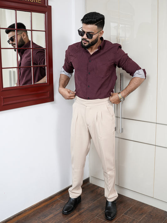 Mens Brown Beige Gurkha Pant