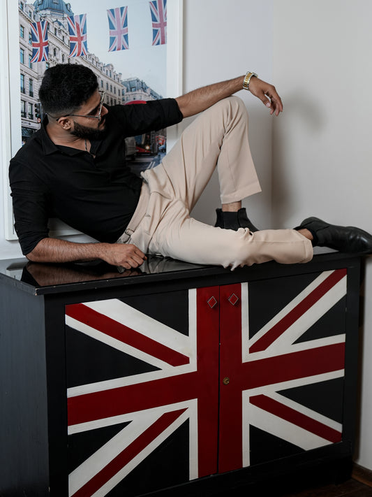 Black Textured Pattern Solid Shirt for Men