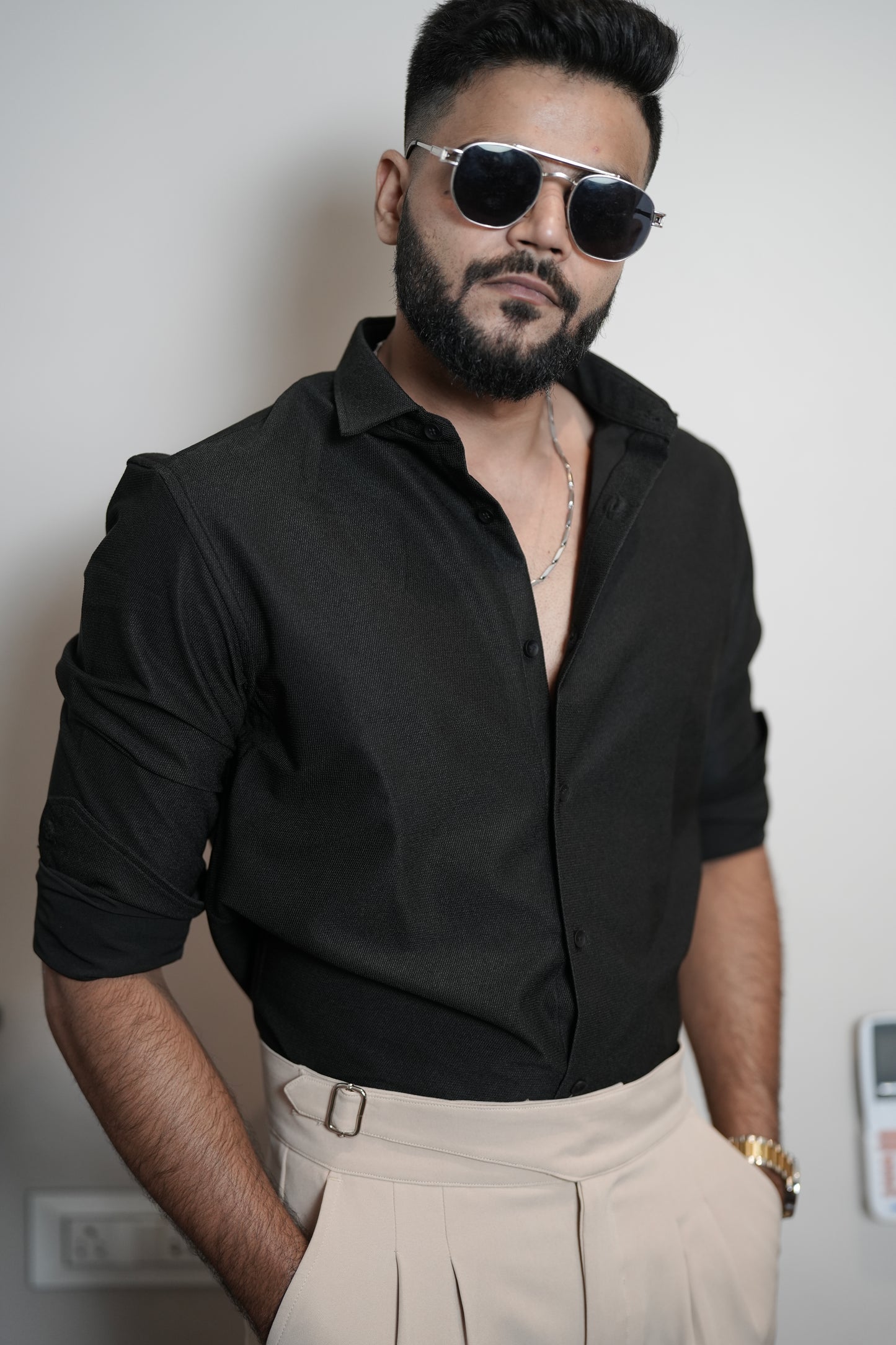 Oman Black Solid shirt